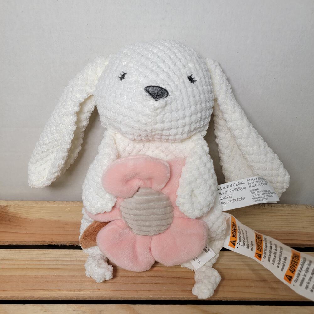 Gerber Modern Moments Bunny Rabbit Flower Rattle Security Blanket